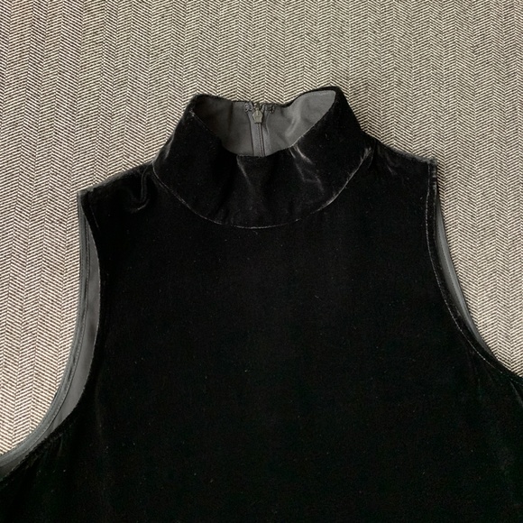 Black Velour Sleeveless Mock Neck Tank Top - Picture 13 of 17